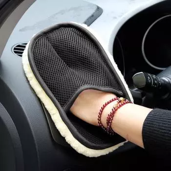 Автомобильная шерсть, мягкие перчатки для мойки автомобилей, щетка для чистки мотоциклов, чистящие средства 1Pcs чёрный