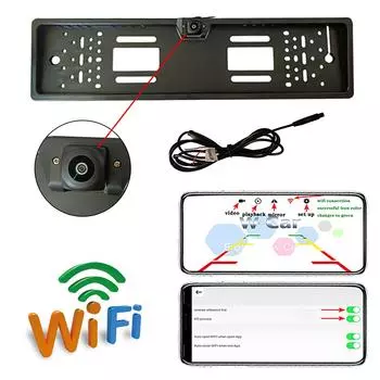 Автомобильная Wi-Fi Европейская рамка номерного знака Камера заднего вида с обзором 170° Водонепроницаемая AHD Автомобильная HD Starlight камера ночного видения