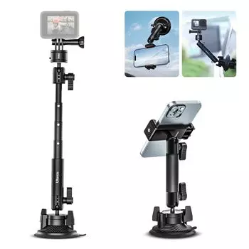 Автомобильное крепление на присоске Ulanzi II для GoPro с держателем для смартфона, быстросъемное крепление, вращающееся на 360 градусов, автомобильное крепление для экшн-камеры