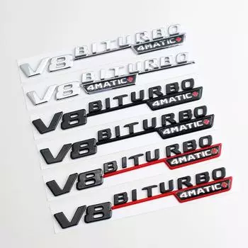 Автомобильное крыло сбоку V8 BITURBO 4MATIC эмблема для Mercedes AMG C63S W205 E63S W212 W213 S63 W222 GLC63 GLE63 GLS63 матовый черный