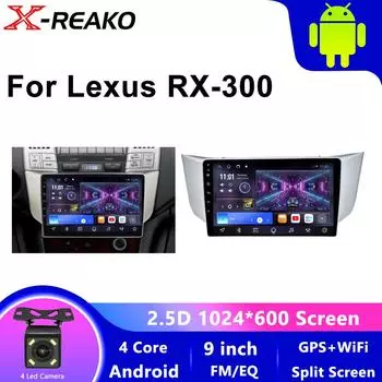Автомобильное радио Android12 QLED для Lexus RX300 RX330 RX350 RX400H II 2 Toyota Harrier XU30 стереоплеер навигация Auto Carplay 4 core 1GB+32GB carplay