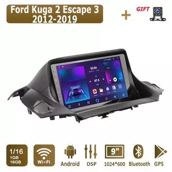 Автомобильное радио Android для Ford Kuga 2 Escape 3 2012-2019, мультимедийный проигрыватель, головное устройство, стерео, GPS-навигация, BT, WIFI 1+16 ГБ 1+16GB