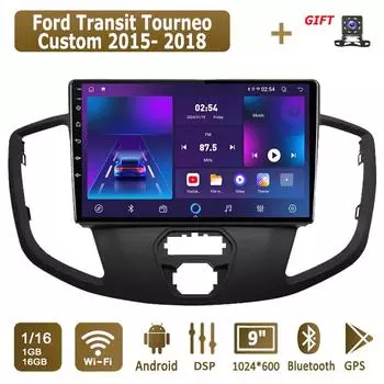 Автомобильное радио Android для Ford Transit Tourneo Custom 2015-2018, мультимедийный проигрыватель, головное устройство, стерео, GPS-навигация, BT, WIFI, 1+16 ГБ 1+16GB