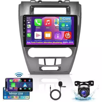 Автомобильное радио для Ford Fusion Mondeo Mustang 2009-2012 10,1-дюймовый сенсорный экран IPS Android Stereo - Беспроводной Carplay и Android Auto - DSP/GPS/WiFi 4-core 1+32CP