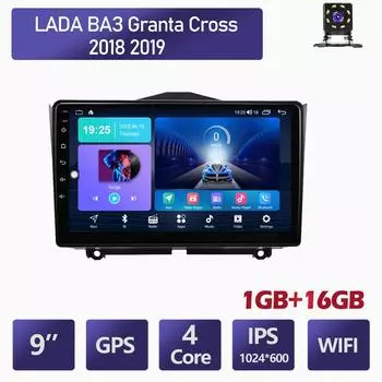 Автомобильное радио на базе Android 2 Din для LADA BA3 Granta Cross 2018 2019, GPS-навигация, мультимедийный видеоплеер, стерео 1 + 16 ГБ