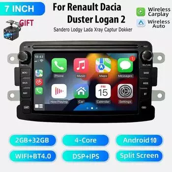 Автомобильное радио на базе Android для Renault Dacia Duster Logan 2 Sandero Lodgy Lada Xray Captur Dokker Мультимедийный видеоплеер навигация GPS Carplay 7 Inch,1+32GB