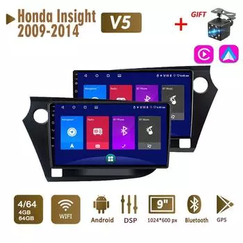 Автомобильное радио на базе Android, стерео для Honda Insight 2009-2014, 2 Din, мультимедийная навигация Carplay, авторадио, GPS, WIFI, головное устройство, 4 + 64 ГБ 1+16GB,Left