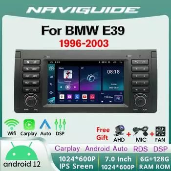 Автомобильное радио с Carplay Android Auto для BMW E39 1996-2003 IPS сенсорный экран GPS навигация интеллектуальные системы AHD красный