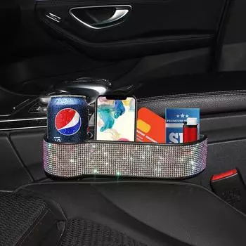 Автомобильное сиденье Gap Crevice Storage Box Crystal Drink Cup Gap Holder Organizer Phone Cup Bottle Holder Bling Car Accessories for Woman