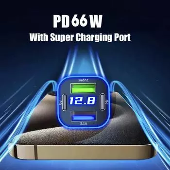 Автомобильное зарядное устройство 66 Вт USB Type C Быстрая зарядка телефона адаптер для Xiaomi Телефон зарядное гнездо прикуривателя адаптер