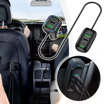Автомобильное зарядное устройство 6 портов USB Type-C передний задний удлинитель зарядка быстрый свет адаптер питания автомобильные аксессуары RGB с E8N6