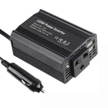Автомобильное зарядное устройство Адаптер питания с 2 USB-портами для зарядки автомобиля Пиковая мощность 300 Вт Преобразователь напряжения 12 В в 220 В Инвертор мощности 150 Вт