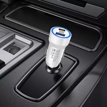 Автомобильное зарядное устройство, быстрый адаптер PD 30W, зарядный блок для мобильного телефона, 2-портовое зарядное устройство, многофункциональное автомобильное быстрое зарядное устройство для планшетов и смартфонов чёрный