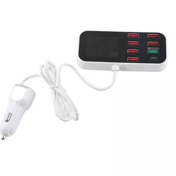 Автомобильное зарядное устройство Multi USB зарядная станция 8 портов Fast PD QC 3.0 Type C порт телефонный концентратор с ЖК-дисплеем