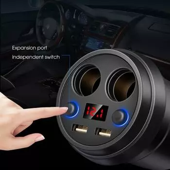 Автомобильное зарядное устройство с двумя USB-портами, 3,1 А, гнездо для прикуривателя, разветвитель, зарядное устройство для телефона со светодиодным дисплеем напряжения, автомобильные аксессуары