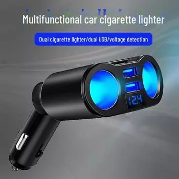 Автомобильное зарядное устройство с двумя USB-портами и вращающимся разветвителем прикуривателя Fixed display (bare OPP bag) чёрный