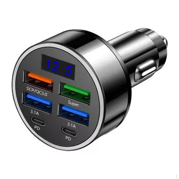 Автомобильное зарядное устройство с USB-выходом 4 USB+2 PD для телефона 12 В 24 В для грузовика