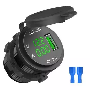 Автомобильное зарядное устройство USB QC 3.0 USB 5 В/3 А цифровой светодиодный вольтметр с дисплеем водонепроницаемый красный