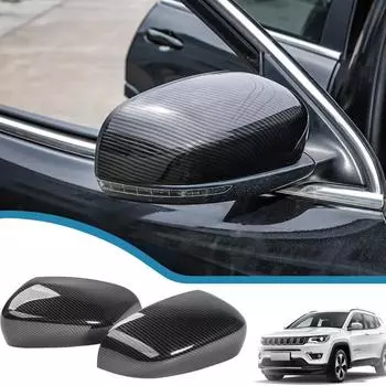 Автомобильное зеркало заднего вида, декоративная крышка для Jeep Compass 2017-Jeep Cherokee 2014-2016, внешний стиль Carbon Fiber Grain