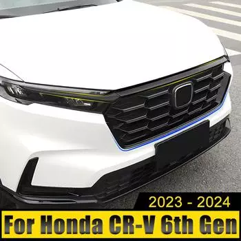 Автомобильные аксессуары для Honda CR-V CRV 6-го поколения 2024 2024 2025 Гибридный ABS передний бампер центральная решетка декор рамка крышка отделка наклейки