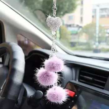 Автомобильные аксессуары Хрустальный плюшевый кулон Авто Зеркало заднего вида Украшение Подарок на день рождения Авто Декорация Подвеска для салона автомобиля Женщины Мужчины серый