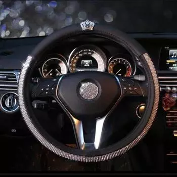 Автомобильные аксессуары Стразы автомобильные чехлы на руль из искусственной кожи с кристаллами, чехол на руль автомобиля для женщин и девочек