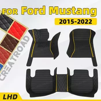 Автомобильные коврики на заказ для Ford Mustang 2015, 2016, 2017, 2018, 2019, 2020, 2021, 2022, подушечки для ног, автомобильное ковровое покрытие 1- Black - Beige