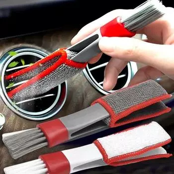 Автомобильные щетки с двойной головкой для чистки вентиляционных отверстий, щетки для очистки кондиционера, щетки для чистки решетки радиатора, очиститель для детейлинга автомобиля, инструменты для чистки салона автомобиля