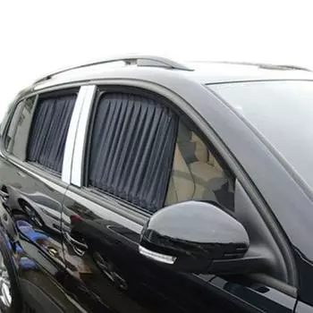 Автомобильные шторы для переднего и заднего окна, универсальные 50x39 см, регулируемые черные анти-УФ-аксессуары для интерьера, комплект защиты от солнечного света 50*47cm чёрный