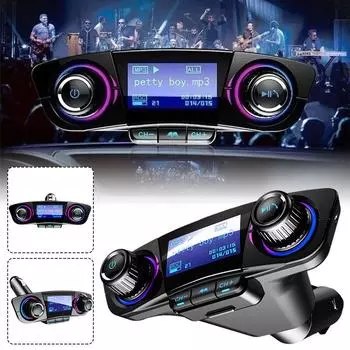 Автомобильный адаптер Bluetooth 5.0 FM/AUX передатчик комплект MP3-плеер беспроводной беспроводной громкой связи двойной USB зарядное устройство светодиодный экран чёрный