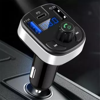 Автомобильный Bluetooth 5,0 FM-передатчик Dual USB PD Type C Быстрая зарядка Автомобильное зарядное устройство Bluetooth-микрофон Громкая связь Автомобильный FM-модулятор