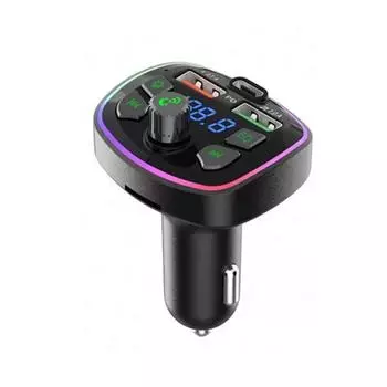 Автомобильный Bluetooth 5.0 FM-передатчик PD 18 Вт Type-C Dual USB 4.2A Быстрое зарядное устройство со светодиодной подсветкой Атмосфера Свет MP3-плеер Музыка без потерь