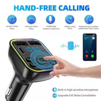 Автомобильный Bluetooth 5.0 FM-передатчик PD Type-C Dual USB 3.1A Handsfree MP3-модулятор плеер адаптер автомобильные аксессуары чёрный