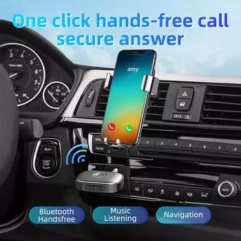 Автомобильный Bluetooth 5.3 AUX адаптер шумоподавление 3,5 мм разъем стерео беспроводной аудио приемник с микрофоном для усилителя динамика чёрный