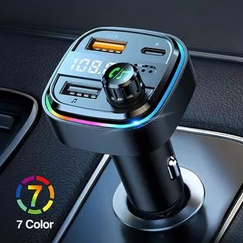 Автомобильный Bluetooth 5.3 FM-передатчик Dual USB Type-C 3.1A быстрое зарядное устройство AUX аудиоадаптер автомобильный комплект с громкой связью MP3-модулятор плеер чёрный