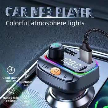 Автомобильный Bluetooth 5.3 FM-передатчик беспроводной MP3-плеер Handsfree аудиоприемник FM-модулятор Type-C 3.1A адаптер для быстрой зарядки