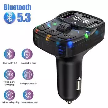 Автомобильный Bluetooth 5.3 FM-передатчик Handsfree Charge Радиомодулятор MP3-плеер с адаптером сверхбыстрой зарядки PD15W