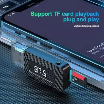 Автомобильный Bluetooth 5.3 передатчик приемник со светодиодным дисплеем громкой связи автомобильный комплект беспроводной аудио для FM-радио поддержка TF-карты