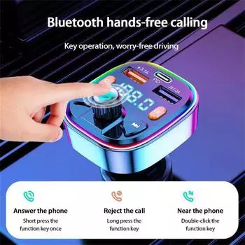 Автомобильный Bluetooth-FM-передатчик Q5, беспроводной, с двумя портами USB Type-C, с быстрой зарядкой, MP3-плеером, громкой связью, автомобильным комплектом, автомобильными аксессуарами