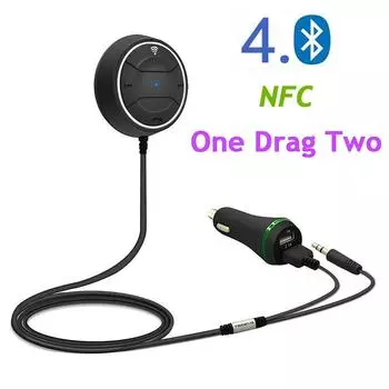 Автомобильный Bluetooth Hands Free Bluetooth 4.0 автомобильный приемник адаптер с функцией NFC + 3,5 мм аудиокабель AUX Bluetooth приемник автомобильный комплект CHINA