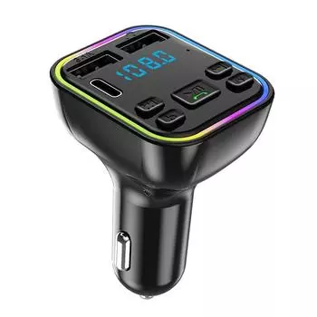 Автомобильный Bluetooth Mp3-плеер Автомобильное зарядное устройство FM-передатчик Hands Free Двухпортовый USB-приемник чёрный