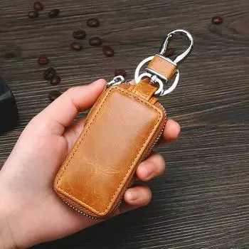 Автомобильный держатель для ключей из натуральной кожи, сумки на молнии, умная экономка, мини-органайзер, сумка для ключей хаки
