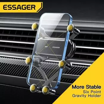 Автомобильный держатель для телефона Essager Six Points Gravity, зажим для вентиляционного отверстия, подставка для крепления GPS для Iphone 14, держатель для смартфона Samsung Xiaomi, поддержка