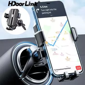 Автомобильный держатель для телефона HdoorLink, универсальный поворотный навигационный кронштейн, автомобильное вентиляционное отверстие, кондиционер, автоматическая блокировка, зажим для подставки для мобильного телефона чёрный