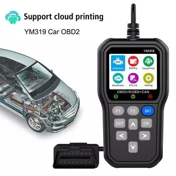 Автомобильный диагностический инструмент Check Engine System YM319 Тестер аккумулятора Очистка/стирание кодов Сканер OBD2 Считыватель кодов Многоязычный