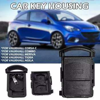 Автомобильный дистанционный ключ-брелок с 2 кнопками, корпус для Vauxhall Corsa C, Vauxhall Combo для Opel Car, 2 кнопки, корпус для автомобильного ключа с прямой пластиной чёрный