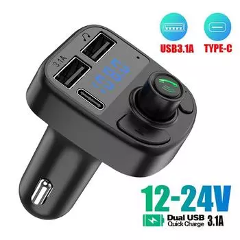 Автомобильный FM-передатчик Bluetooth Mp3-плеер Быстрое автомобильное зарядное устройство Быстрая зарядка Приемник Ridao Двойной порт USB Hands-free чёрный