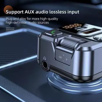 Автомобильный FM-передатчик Bluetooth-совместимый Aux-плеер громкой связи 2.4a Type-c Pd30w Адаптер быстрой зарядки чёрный