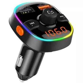 Автомобильный FM-передатчик Bluetooth-совместимый MP3-плеер с функцией громкой связи Quick Charge 3.0 USB-зарядное устройство Беспроводной FM-модулятор Поддержка TF-карты чёрный