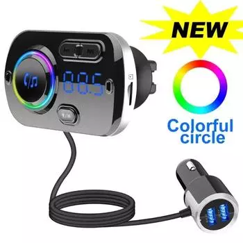 Автомобильный FM-передатчик Handsfree Wireless Bluetooth 5.0 Автомобильный комплект MP3-плеер USB Быстрое зарядное устройство QC3.0 Автомобильные аксессуары FM-модулятор чёрный